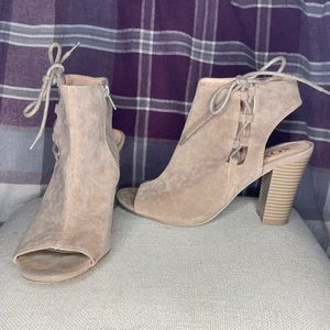 Open Toed Ankle Tie Heels